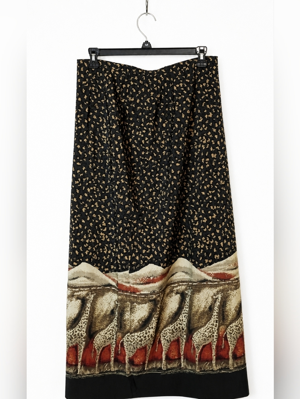Vintage Intriguing Threads Giraffe Animal Print Maxi Skirt Bohemian Feminine 14